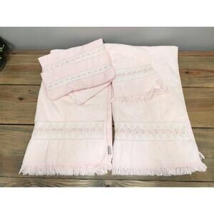 Vintage 5 pc. Bathroom Towel Set by Wamsutta Towels Pink Floral Design
